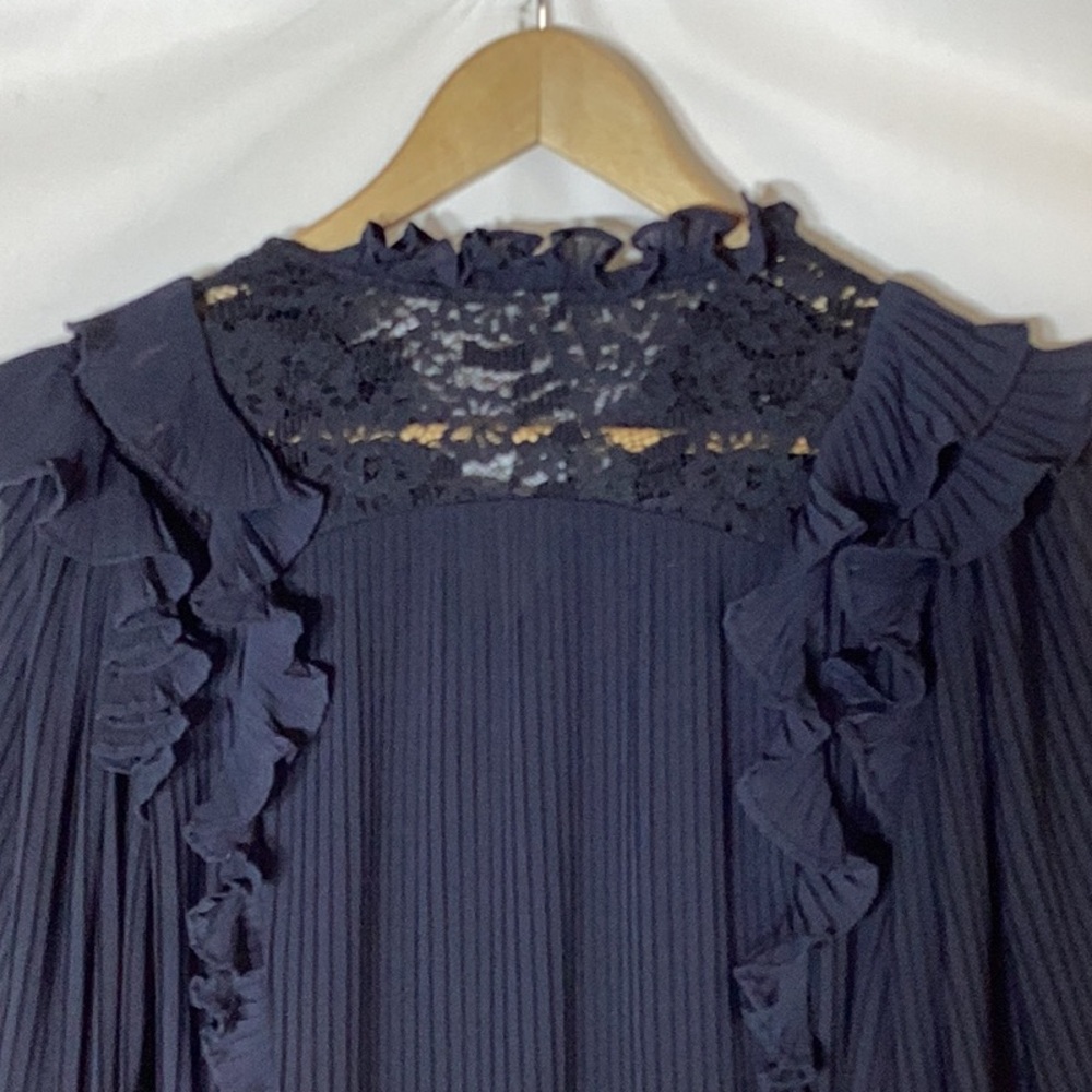 ANTHROPOLOGIE Pleated Ruffled Blouse Black Size XS - Picture 13 of 15